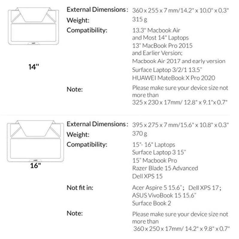 MOFT Ultra-Slim Laptop carry Sleeve: Elevate Your MacBook Experience with Expandable Storage, Adjustable Angles Compatible From -13.3 - 16 inch