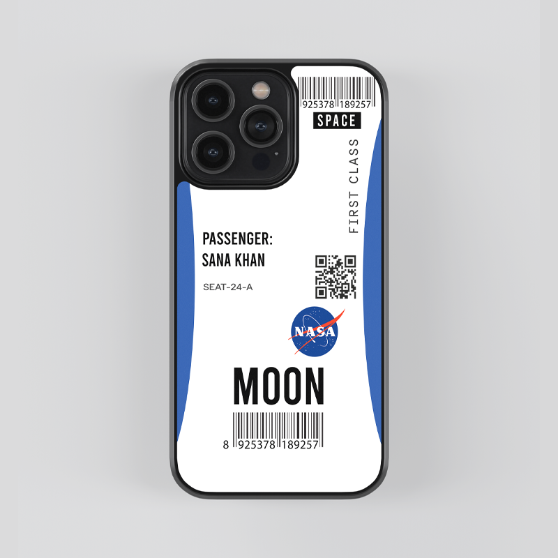 NASA Mission Moon Boarding Pass Custom Glass Case