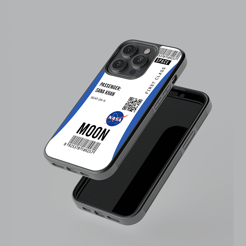NASA Mission Moon Ticket Custom Glass Case