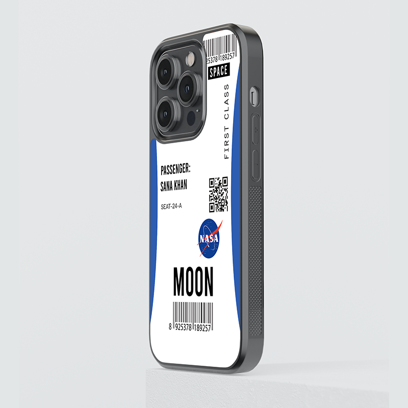 NASA Mission Moon Boarding Pass Custom Glass Case