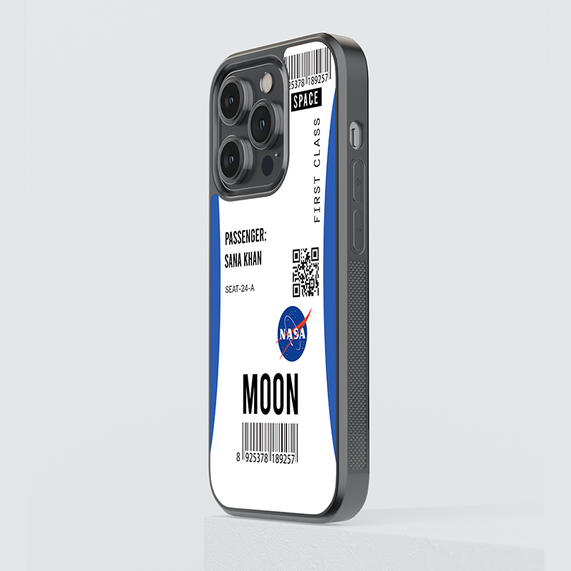 NASA Mission Moon Ticket Custom Glass Case