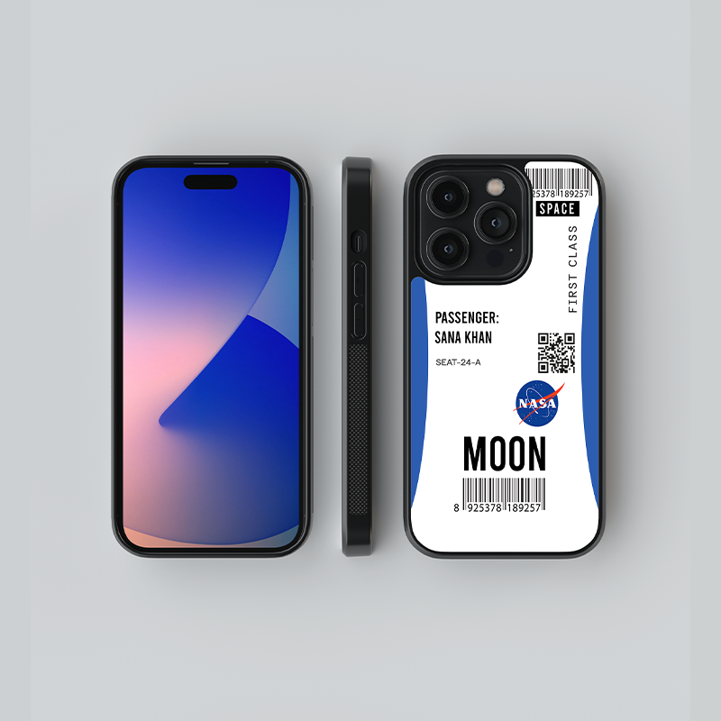 NASA Mission Moon Ticket Custom Glass Case