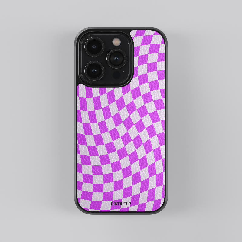 Pink Checkered Leather Case