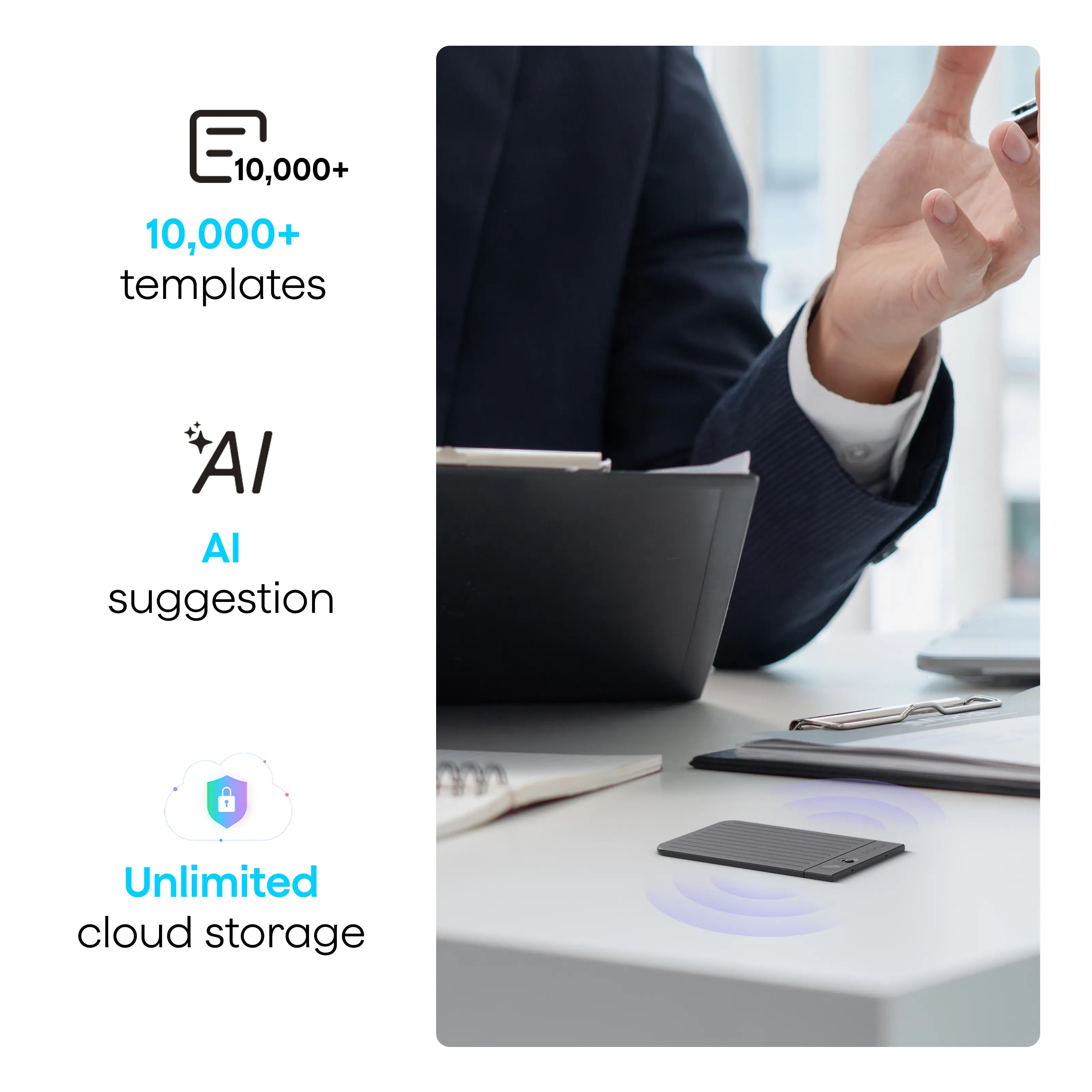 Plaud Note AI Voice Recorder, Note Taker w/Case, App Control, Transcribe & Summarize with AI, Support 112 Languages, for Meetings, Calls, Lectures, Professionals, Teams, Non-Pro Version