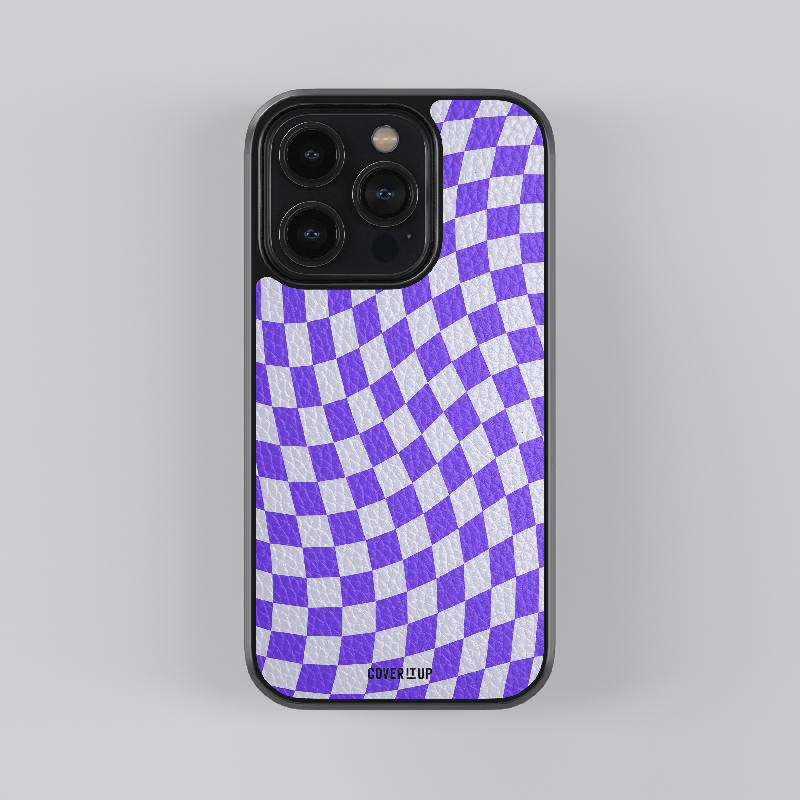 Purple Checkered Leather Case