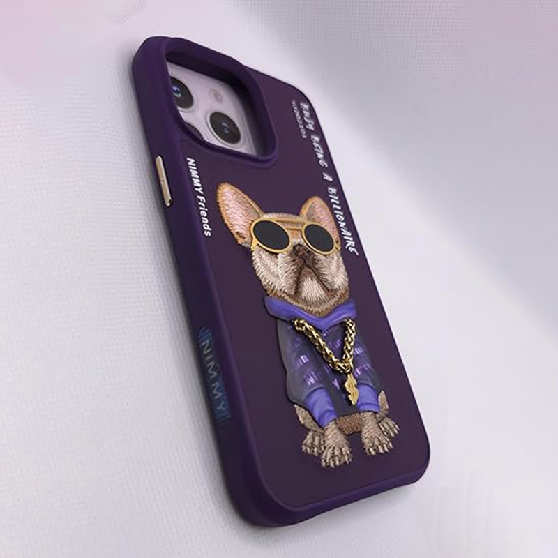 Nimmy Adorable Big Eye Cute Animal Embroidery PU Leather Case