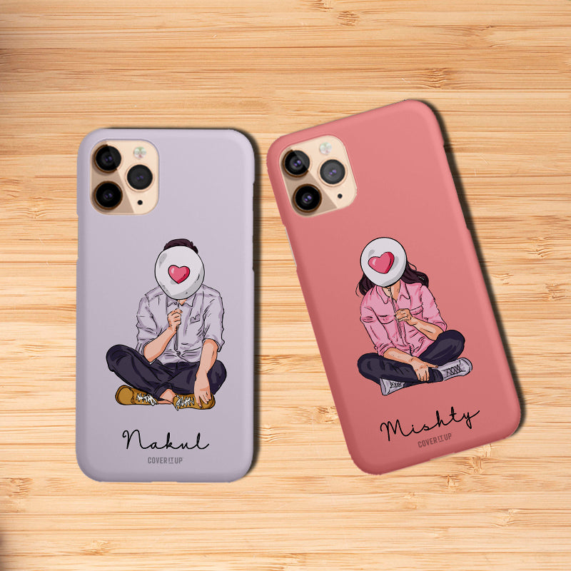 Adorable Balloon Couple Custom Name Hard Case Mobile Phone Cover from coveritup.com