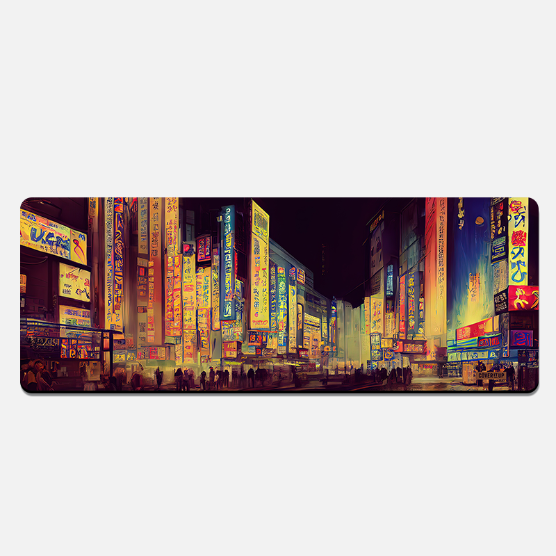 Japanese Night Market Desk Mat and Gaming Mouse Pad