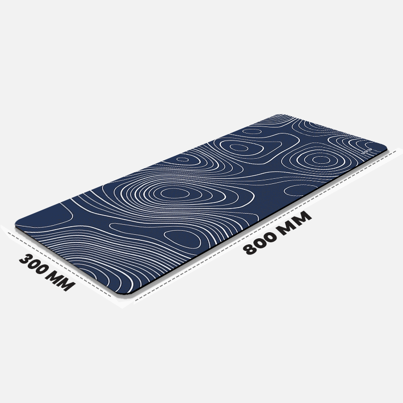 Navy Blue Topography Desk Mat and Gaming Mouse Pad