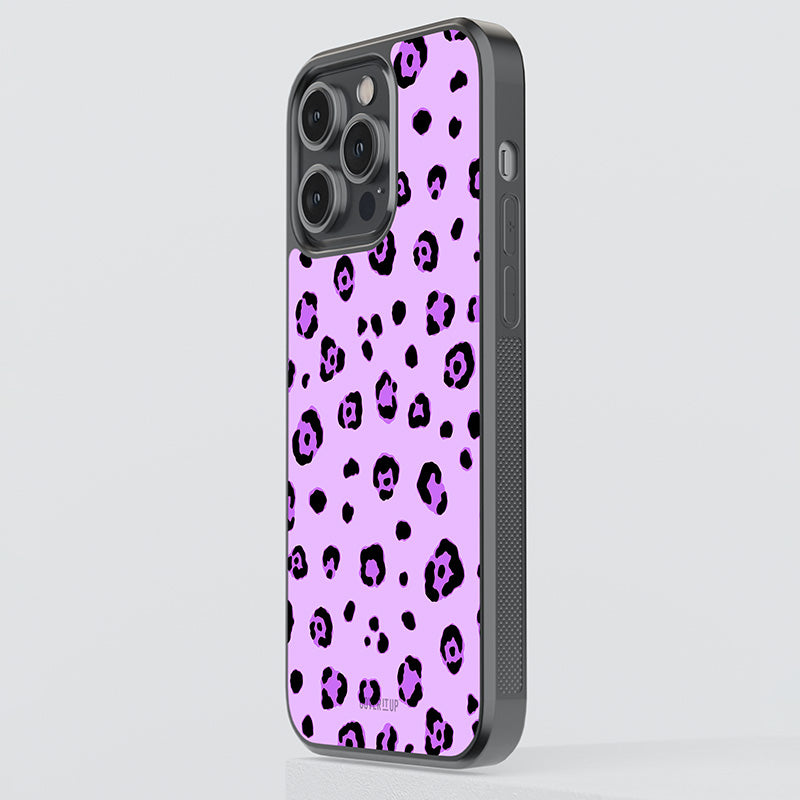 Purple Panther Pattern Glass Case