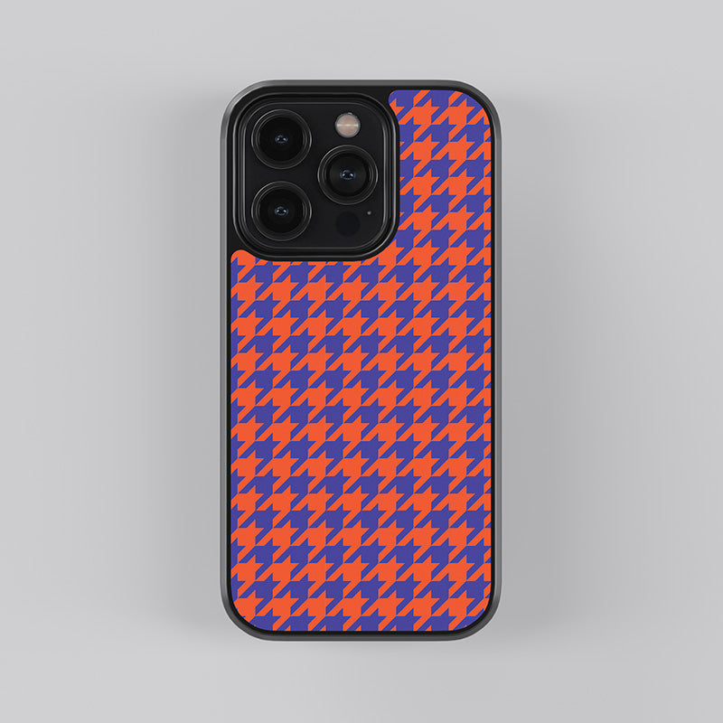 Red Hounds Tooth Pattern Glass Case