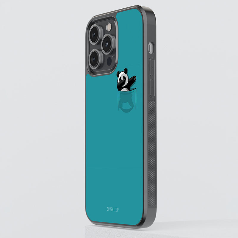 Panda Dabbing Away Glass Case