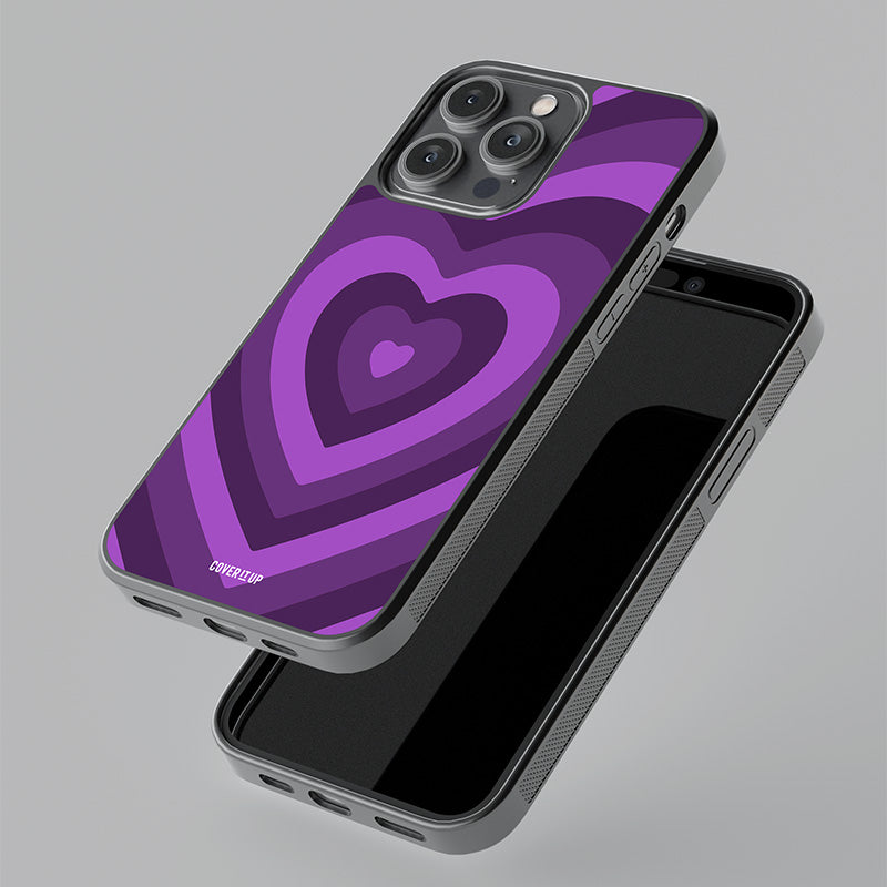 Purple Hearts Glass Case