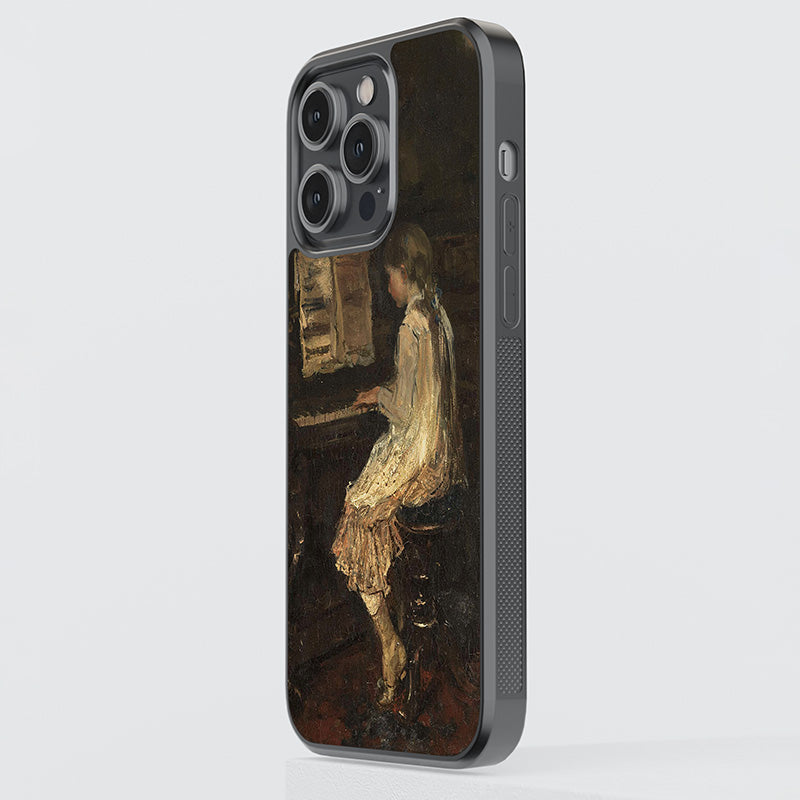 Girl At The Piano , Jacob Maris 1879 Glass Case