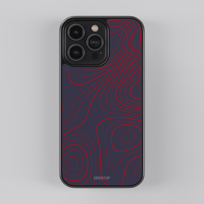 Red Blue Topography Glass Case