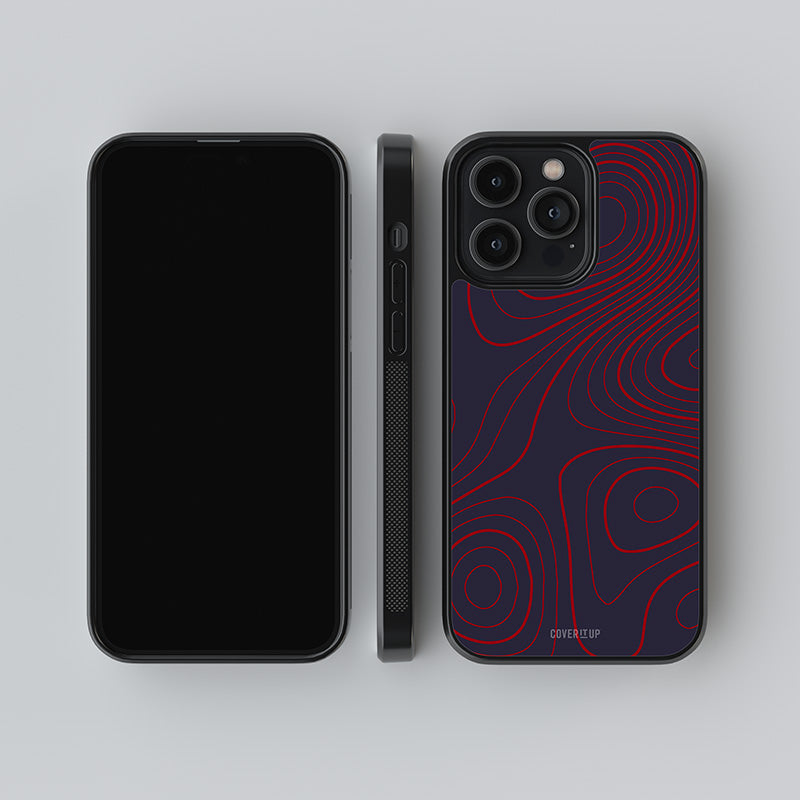 Red Blue Topography Glass Case