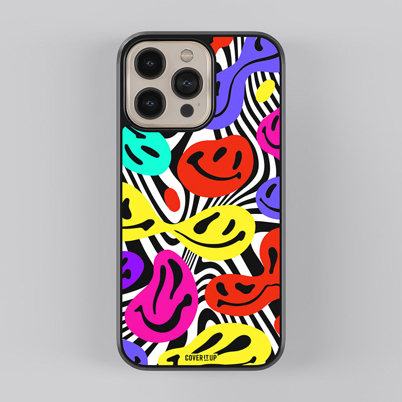 Groovy Colourful Smiles Glass Case
