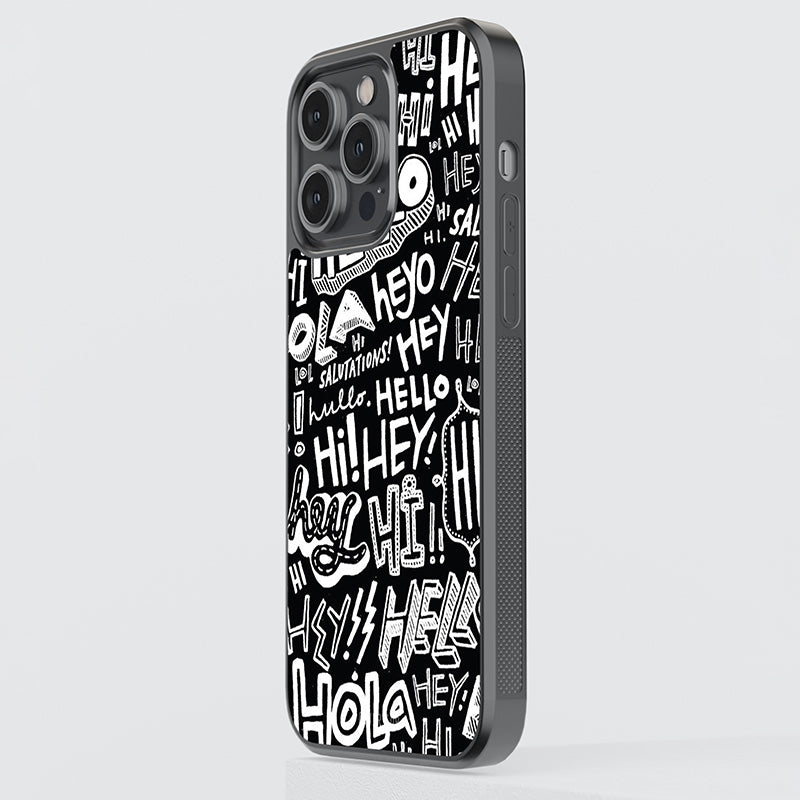 Hey Hello Hola Glass Case