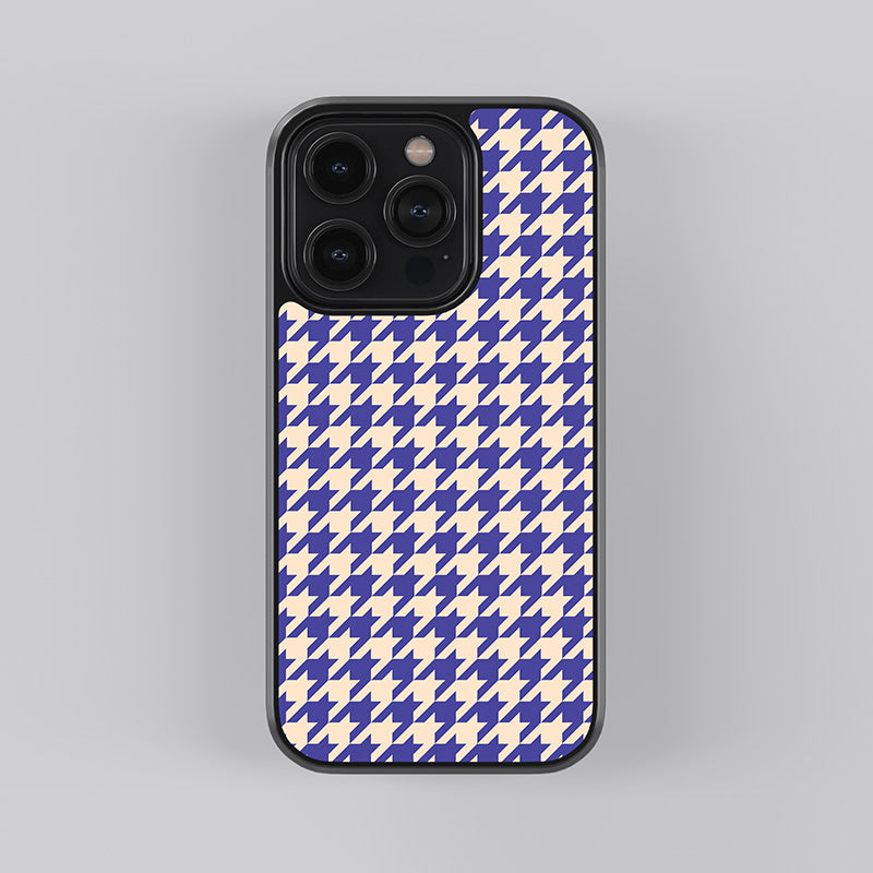 Blue Hounds Tooth Pattern Glass Case