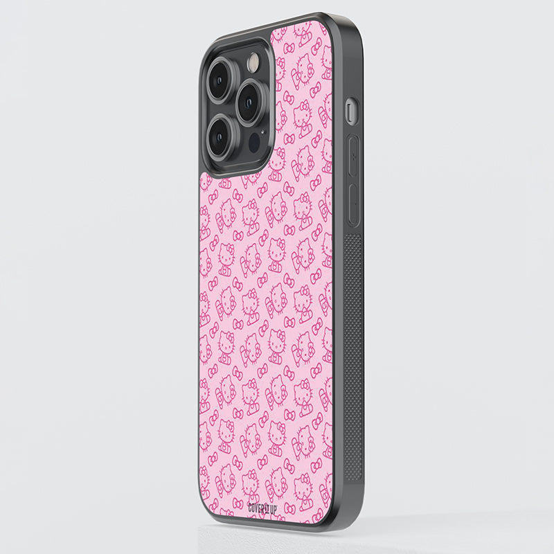 Hello Kitty Pattern Glass Case