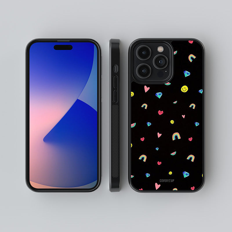 Cute Multicolor Shapes Glass Case