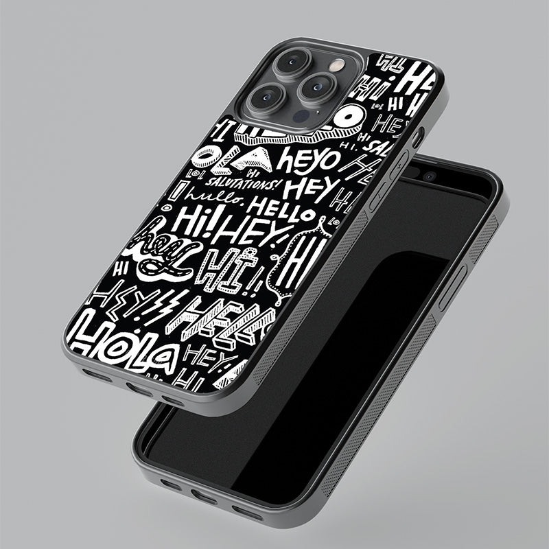 Hey Hello Hola Glass Case