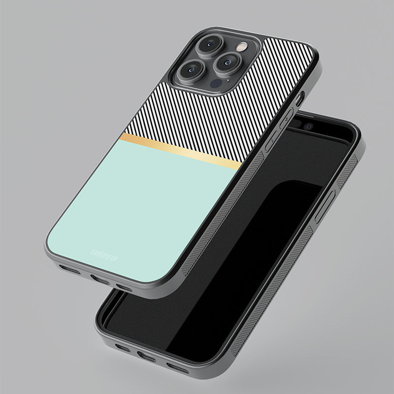 Pastel Green Base Stripes Glass Case