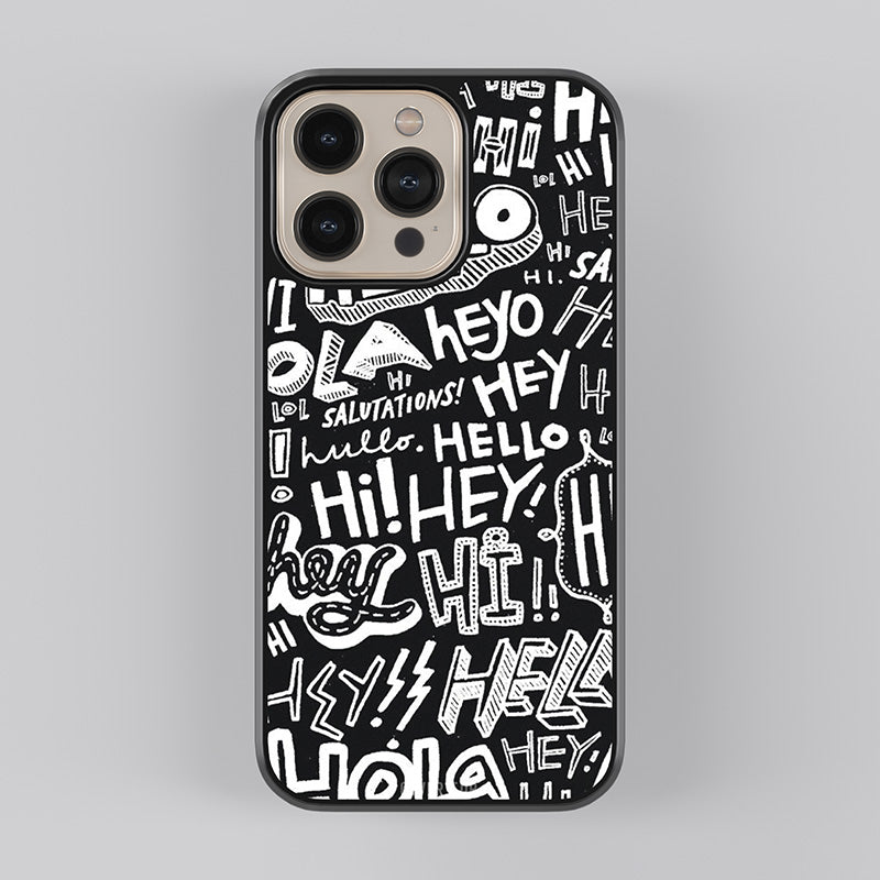 Hey Hello Hola Glass Case