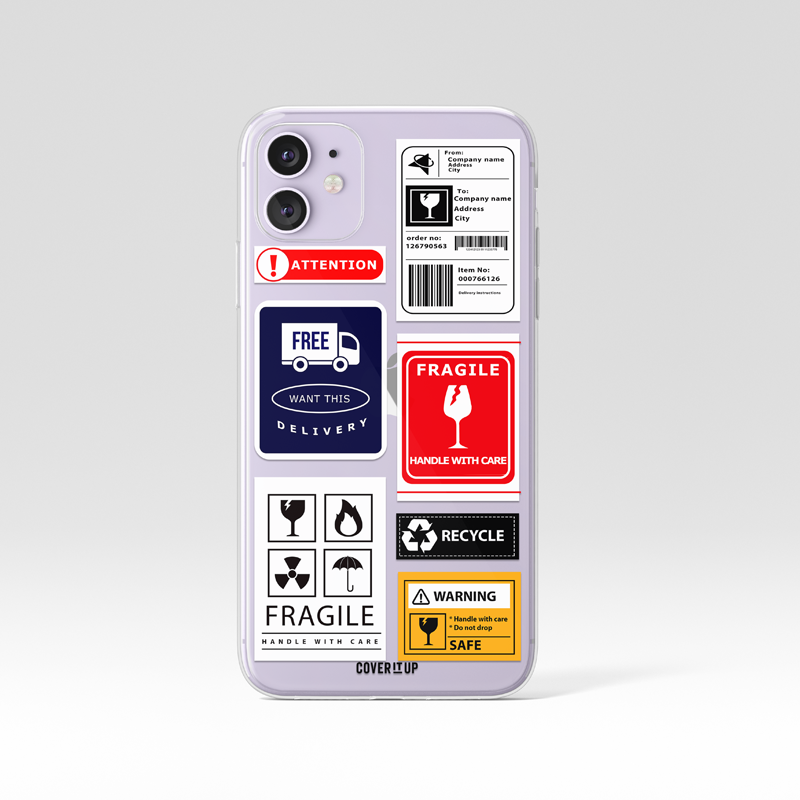 Caution Stickers Clear Silicone Case