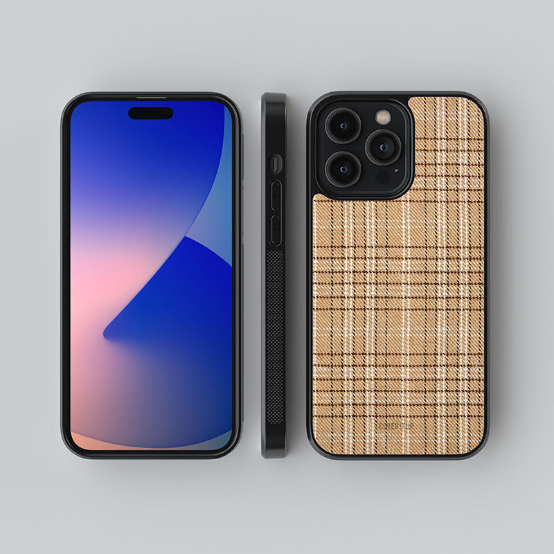 Cream Plaid Glass Case