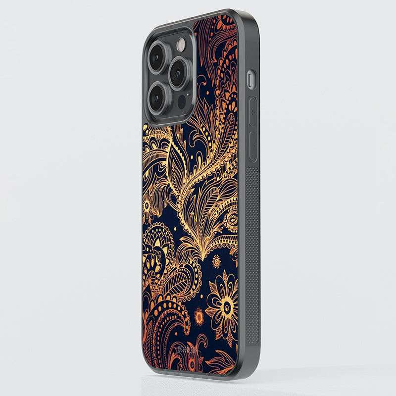 Classy Golden Leafy Glass Case