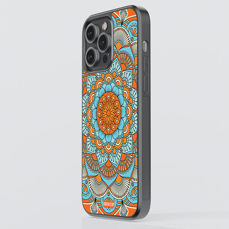 Orange Mandala Glass Case