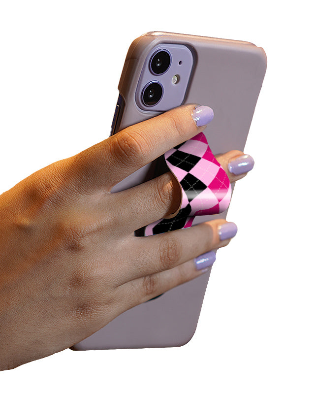 Pink Argyle Slider Phone Grip