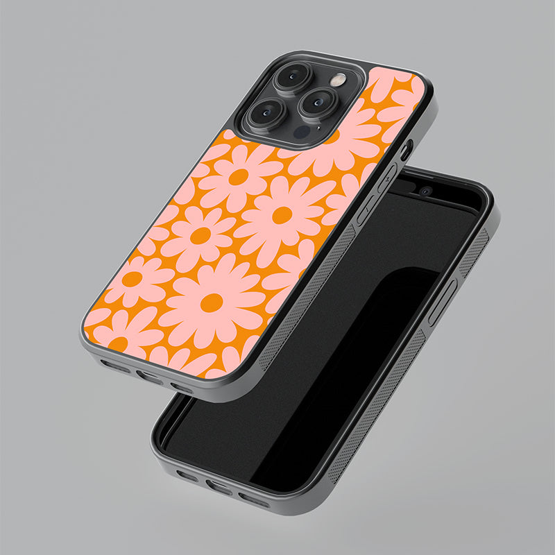 Orange Flower Power Glass Case