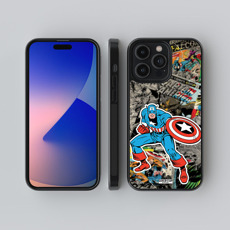 Official Marvel Vintage Captain America Glass Case