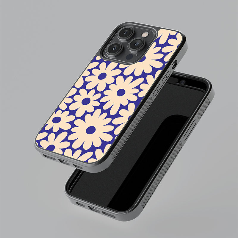 Blue Flower Power Glass Case