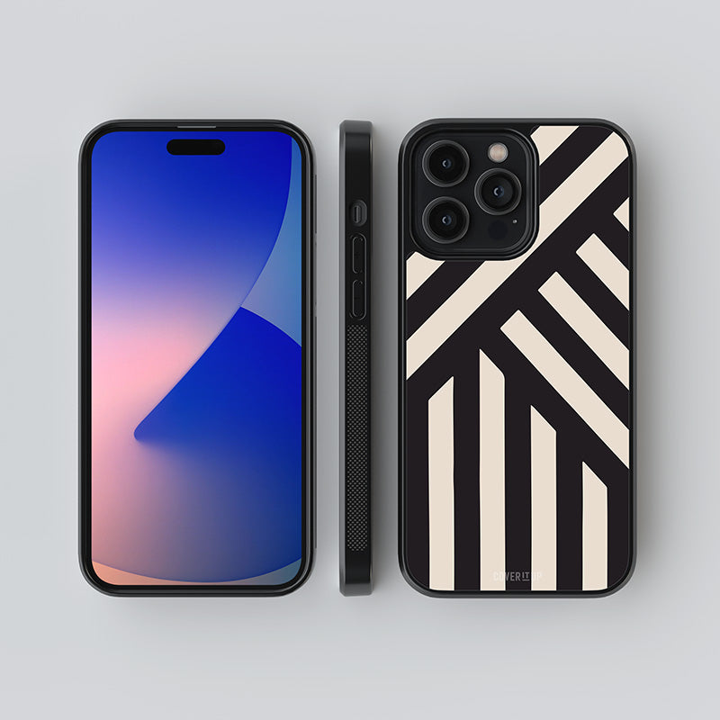 Monochrome Lines Glass Case