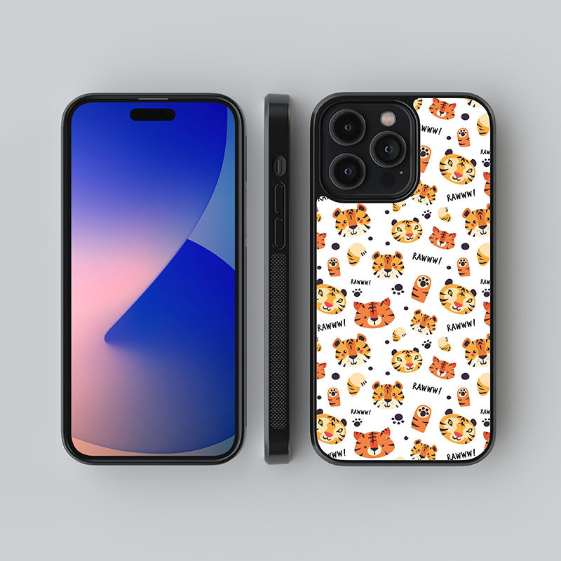 Cute Roaring Tiger Glass Case