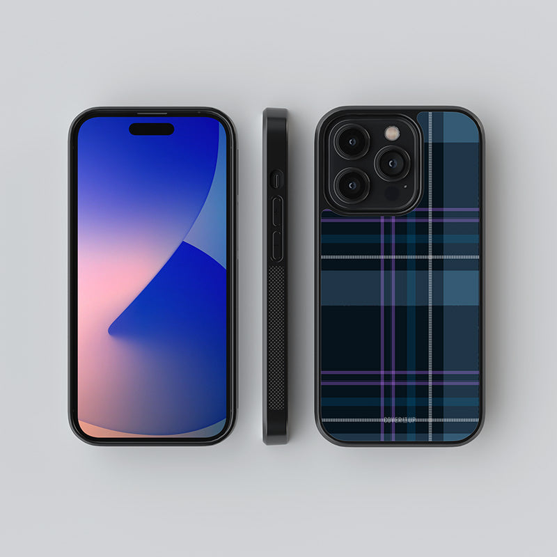 Blue Plaid Pattern Glass Case