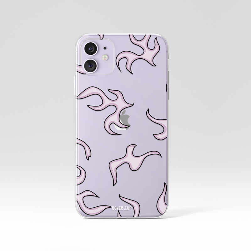 Lilac Flame Pattern Clear Silicone Case