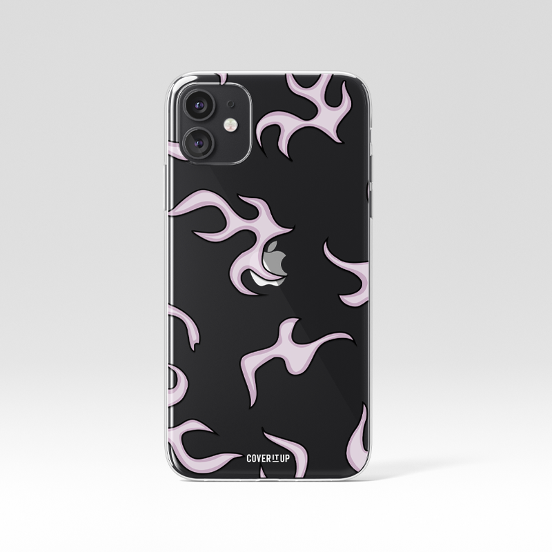 Lilac Flame Pattern Clear Silicone Case