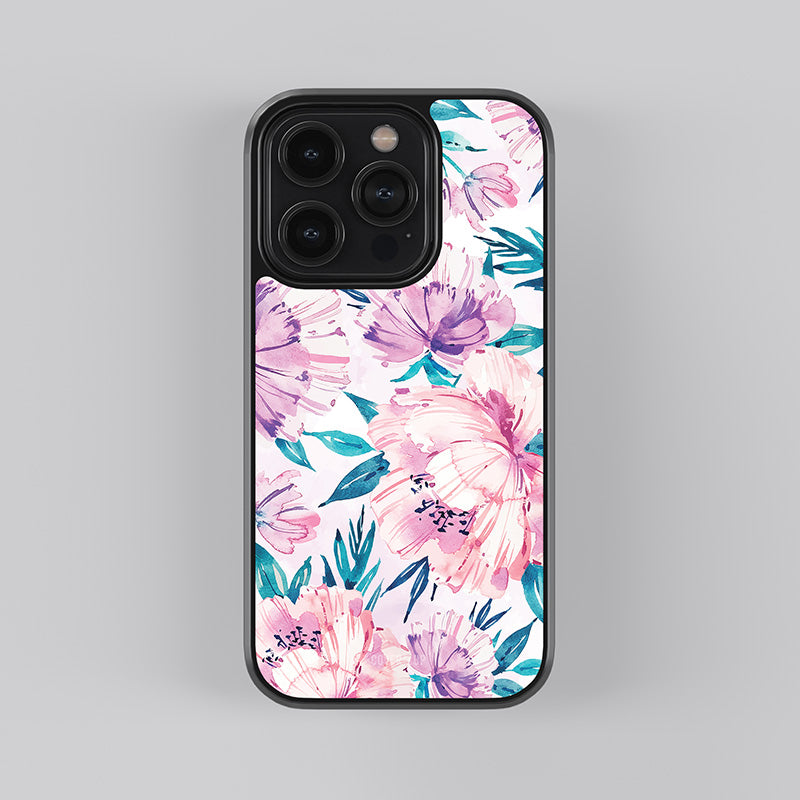 Watercolour Flowers Glass Case