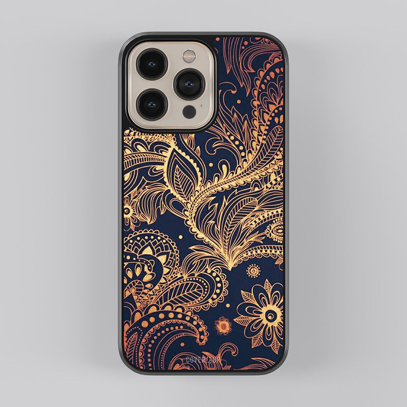 Classy Golden Leafy Glass Case