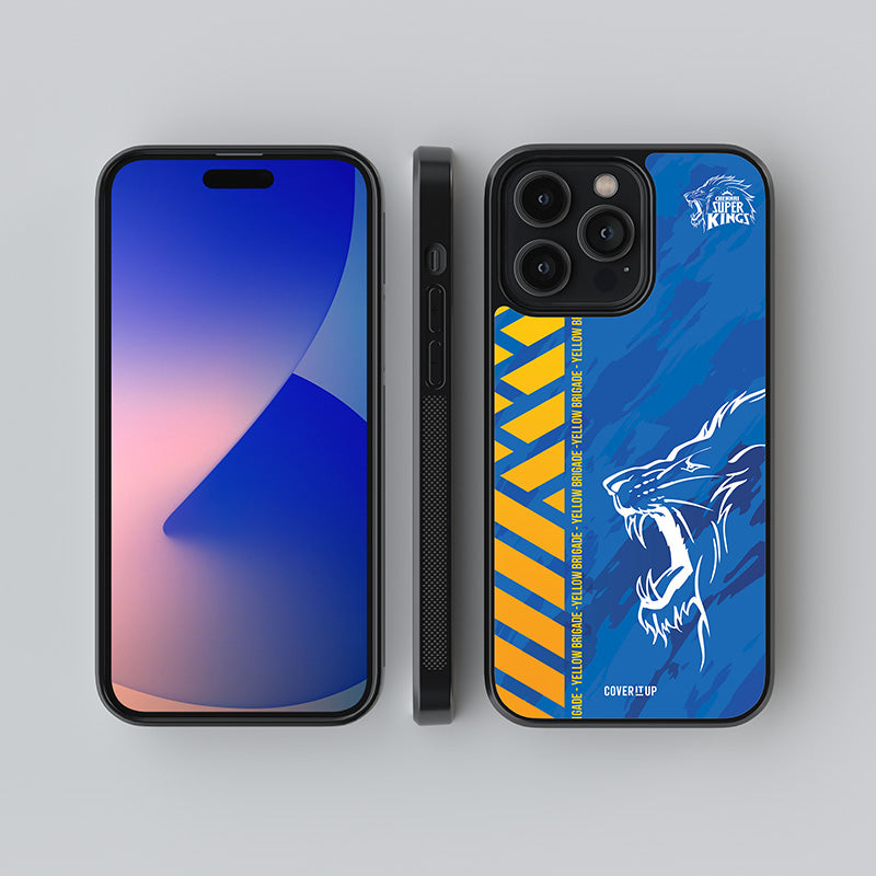 Official Chennai Super Kings Yellow Brigade Lion Glass Case