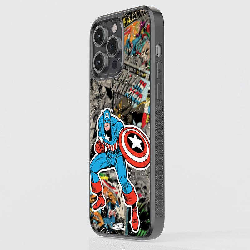 Official Marvel Vintage Captain America Glass Case