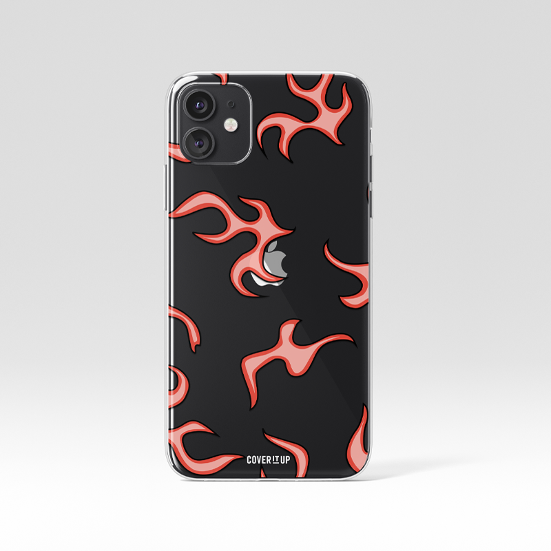Red Flame Pattern Clear Silicone Case
