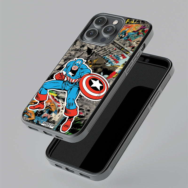 Official Marvel Vintage Captain America Glass Case