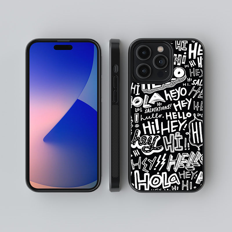 Hey Hello Hola Glass Case