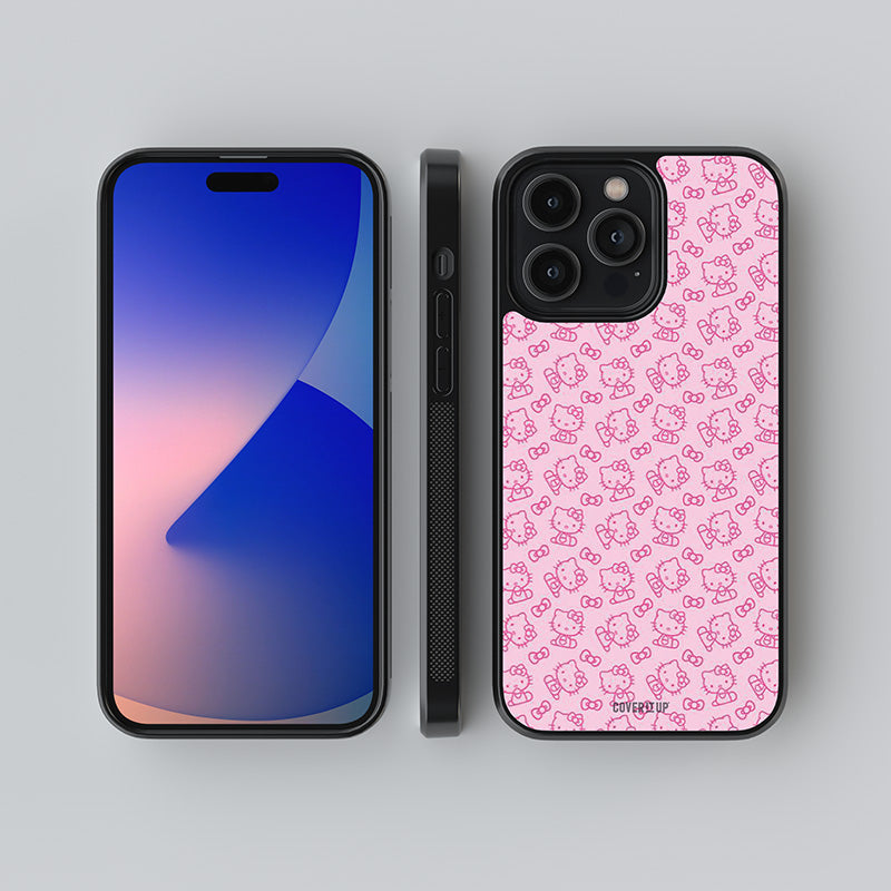 Hello Kitty Pattern Glass Case
