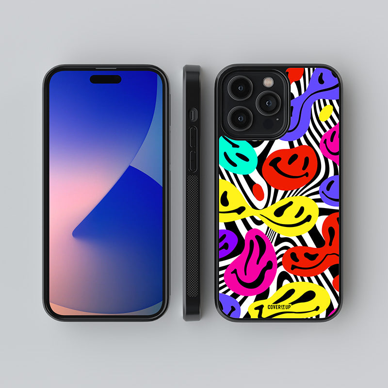 Groovy Colourful Smiles Glass Case